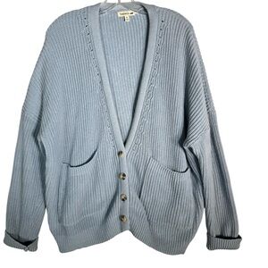 Toad&Co Bianca Button Cardigan Sweater Pockets Organic Cotton Lt Blue
